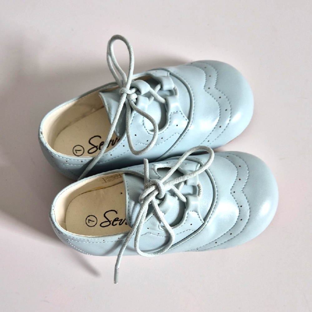 Kids Light Blue Lace-Up Shoes